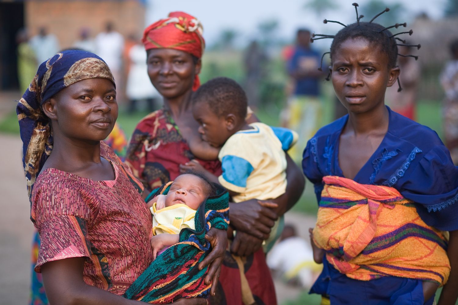 Three women with children in Congo